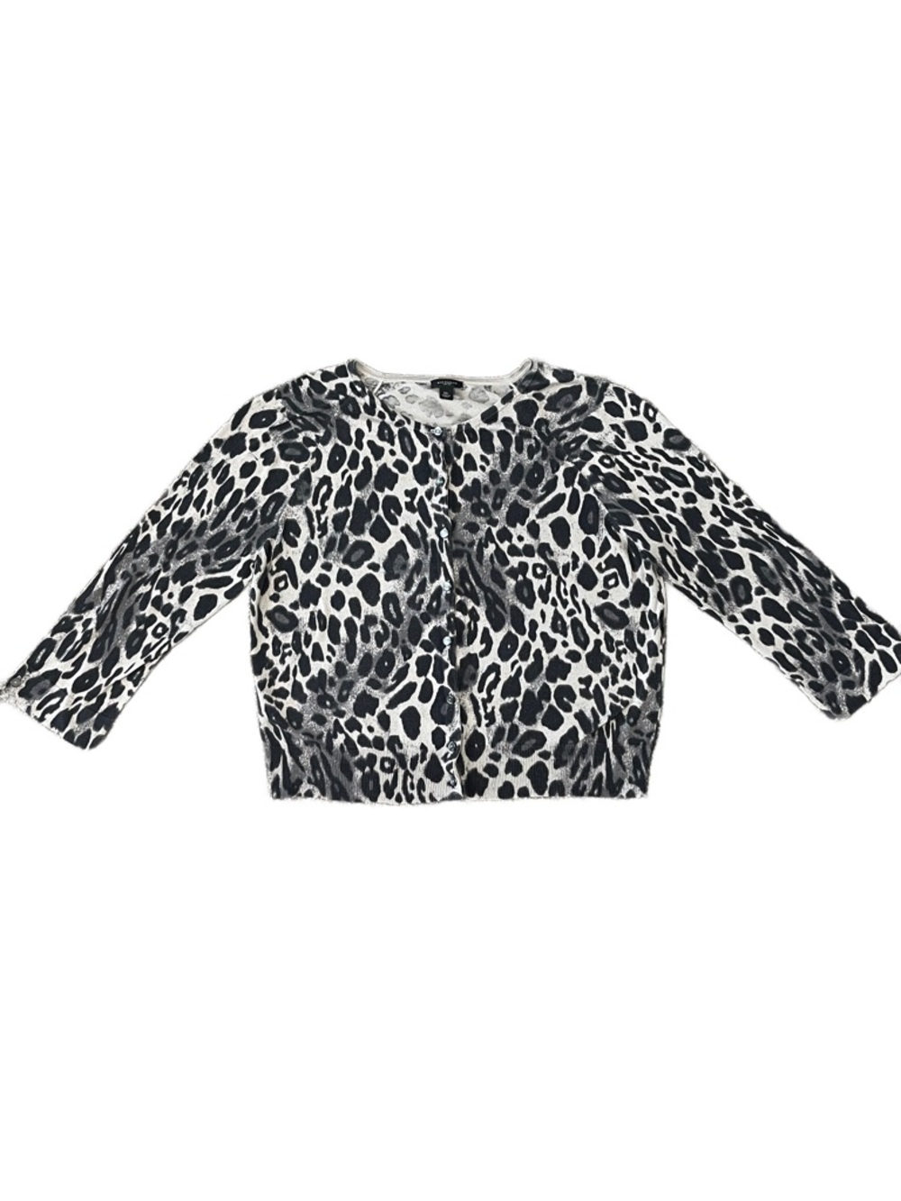 Ann Taylor Gray & Black Leopard Print Button-Down Size XL